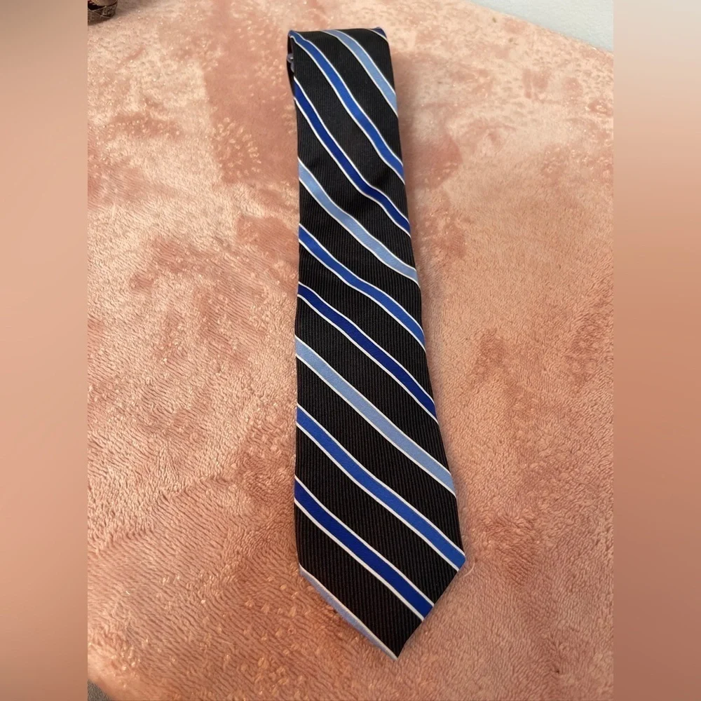 Chaps Black and Blue Diagonal Striped Tie